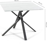 thumbnail of Quadratischer Tisch 90x90 cm, Metallkreuzbeine, Laminatplatte, Esstisch für 4 Personen, X-Beine, moderner Stil–Carlo–Marmor