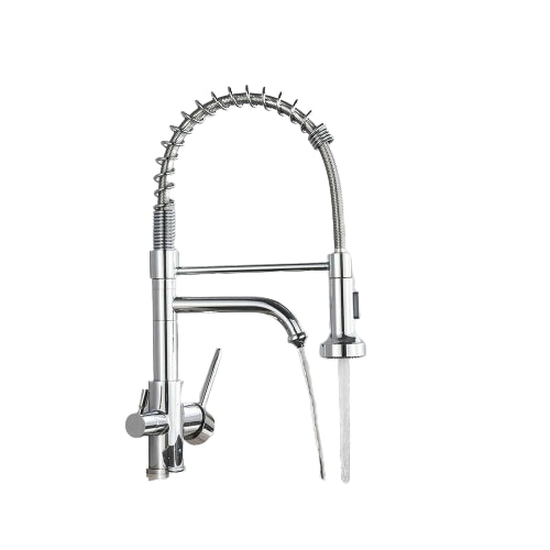 Bernd | Grifo Estera filtrante cromada brillante de 3 vías gastronomía de ósmosis de acero inoxidable para cocina | para restaurante giratorio 360°