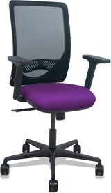 thumbnail of Silla Zulema sincro malla negra asiento bali morado brazos 2D ruedas 65mm