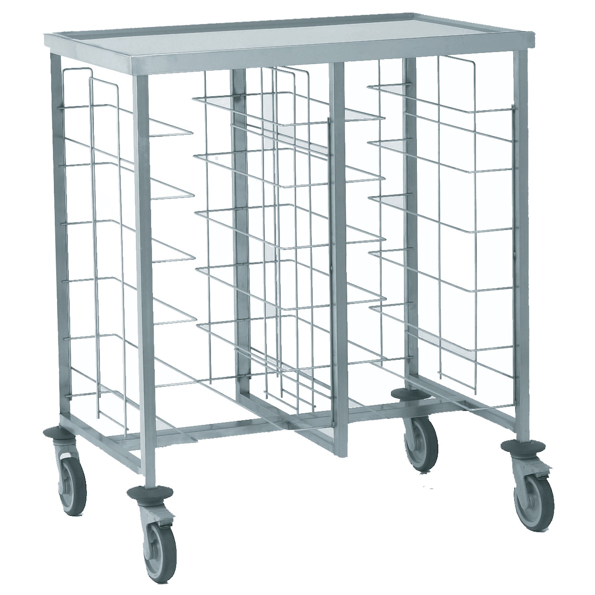 Tournus-dienbladenafruimwagen / cafetaria-afruimwagen met 2 x 6 inschuifposities voor dienbladen van 320 - 370 mm breed