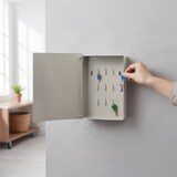 thumbnail of Relaxdays Schlüsselkasten, mit Tür, 9 Haken, Home Sweet Home, HBT: 24 x 21 x 6,5 cm, Schlüsselbox Magnetverschluss, weiß