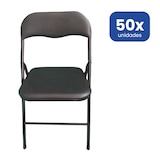 thumbnail of Pack 50 Sillas Negras Plegables Premium con Estructura Metálica y Asiento Acolchado en Polipiel PU. Respaldo Ergonómico (80x44x43,5 cm)