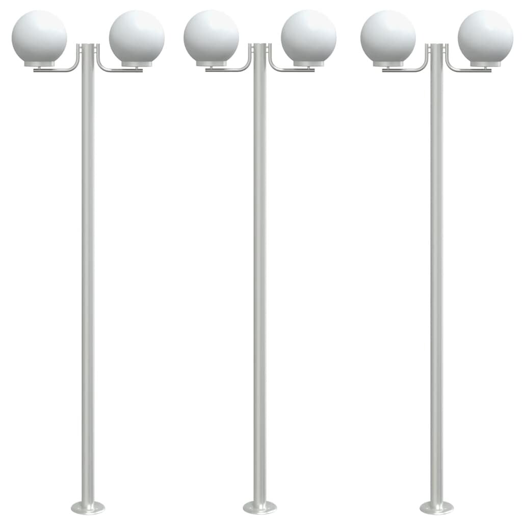 Helloshop26 - 3-teilige Stehleuchten für den Außenbereich silber 215 cm Edelstahl Silber 02_0042558
