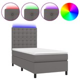 thumbnail of vidaXL Boxspringbett mit Matratze & LED Grau 90x200 cm Kunstleder