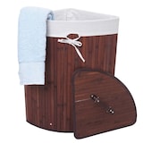 thumbnail of Cesto esquinero para ropa sucia HWC-C21, Caja para ropa sucia Cesto para ropa sucia, Bambú 61x48x35cm 50l ~ marrón