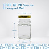 thumbnail of 20x Kleine Zeshoekige Honingpot met Deksel 80ml - Ideaal voor het Bewaren van Honing, Jam, Kruiden, Yoghurt