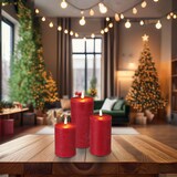 thumbnail of WellHome - 3er-Set rote LED-Kerzen mit Timer