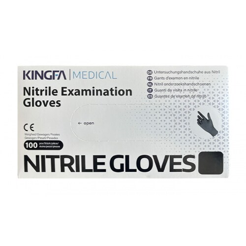 Kingfa Nitrilhandschuhe Einweghandschuhe Schwarz Puderfrei CAT III : M