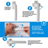 thumbnail of ergonomische Fenstergriffe weiß Standard Aluminium 6 Stück
