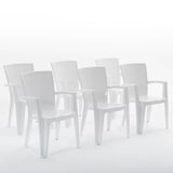 thumbnail of Set de 6 chaises monobloc en polypropylène avec fibre de verre, effet rotin, empilables pour extérieur et jardin, bar et restaurant - Diana - Blanc