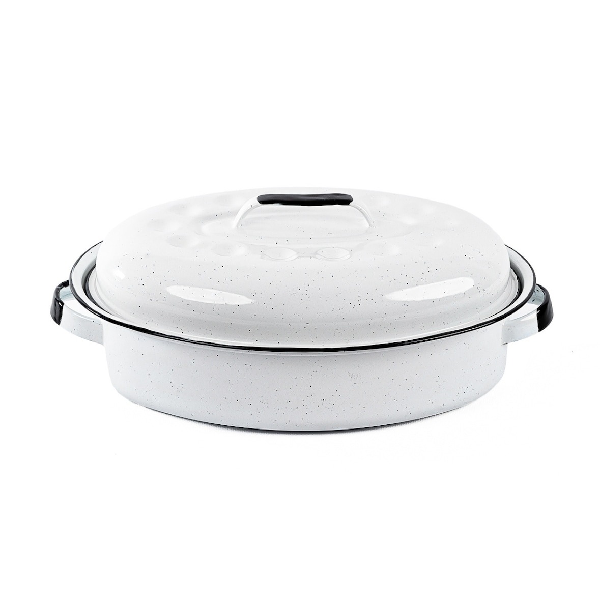 GRANITEWARE | Cocotte Ovale Roaster | Format moyen 4L | Acier émaillé blanc| Ultra-légère | Ne se tâche pas, facile à nettoyer