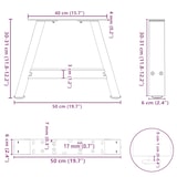 thumbnail of Pieds De Table Basse En Forme De A, 2 Pièces, 50 X (30 31) Cm, Acier