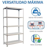 thumbnail of Scaffale metallico senza viti Simonclick 5 ripiani. Colore bianco/bianco 1800x800x300 mm