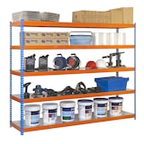 thumbnail of SimonRack Estantería Industrial, 2000x1200x450 mm, 400 kg de Punto Flexión, 5 Estantes Metálicos, Estantería Garaje, Azul/Naranja/Galva - Ecoforte