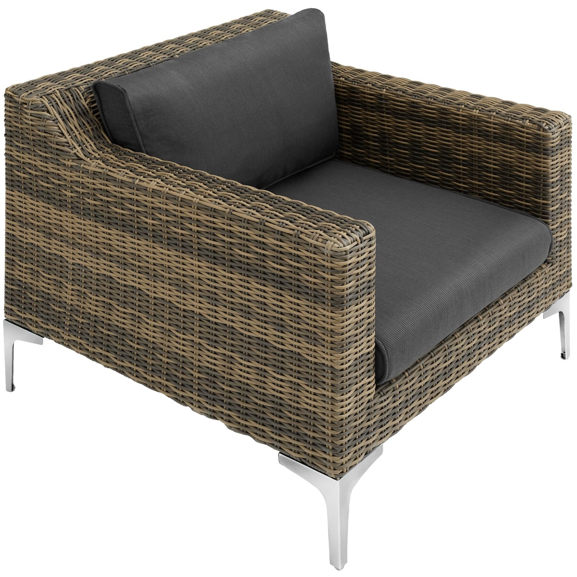 tectake Conjunto modular de sillones Rattans «Villanova» de aluminio  Antracita-Jaspeado