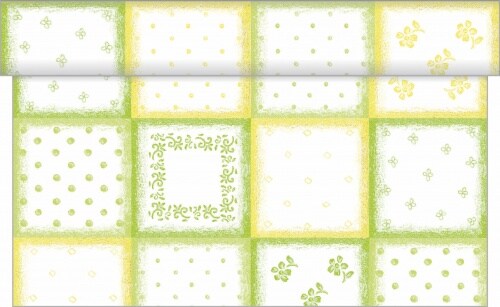Sovie HOME Tischläufer Cookie in Grün aus Linclass Airlaid 40 cm x 4,80 m, 1 Stück - Kaffee Cafe Tee Blumen Punkte