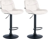 thumbnail of Décoshop26 - Set aus 2 ergonomisch geformten Drehhockern mit Ziernähten in cremefarbenem Samt und schwarzem Metallgestell 10_0006036