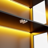 thumbnail of Merax LED-vitrinekast 80x35x170 cm, moderne zwart glazen vitrine, collectievitrine met app-bediening, 4 niveaus, push-to-open deuren
