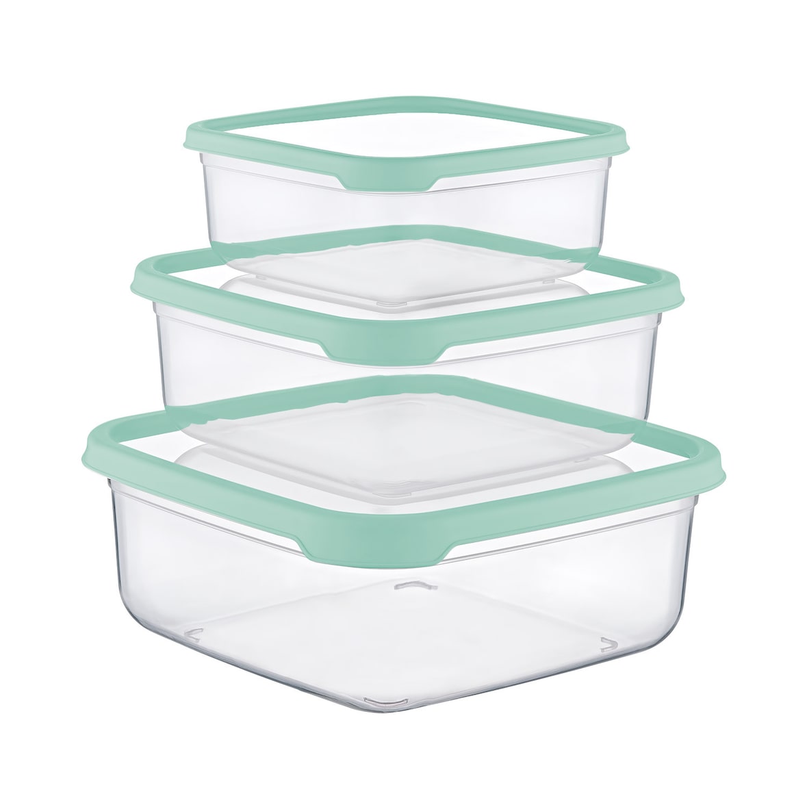 Conjunto de 3 Recipientes Herméticos para Alimentos, de forma Quadrada Verde 7house