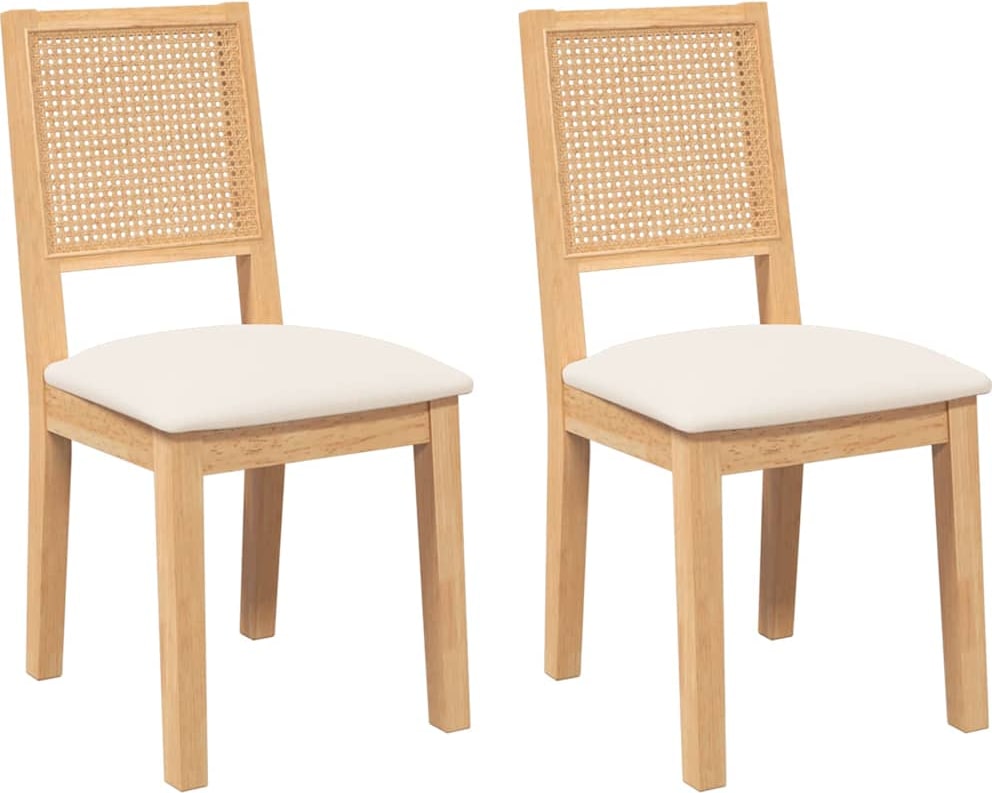 vidaXL Esszimmerstühle mit Kissen 2 Stk. Massivholz Gummibaum