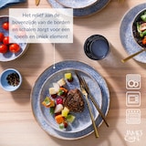 thumbnail of James Cooke Azur Steingut Geschirr-Set für 6 Personen – weiß blau, Relief stumpf