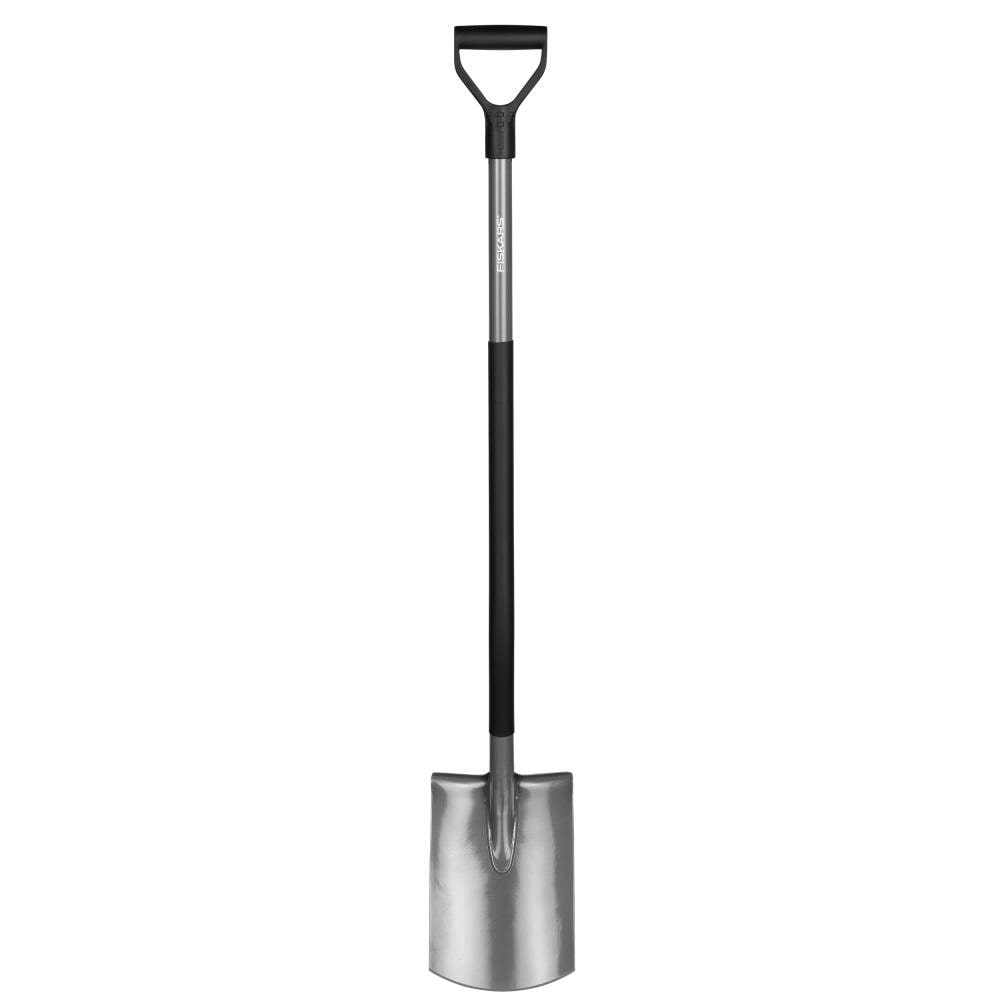 Fiskars Ergonomic Gärtnerspaten Rund, Spatenschaufel, Gartenschaufel, Gartenzubehör, Stahl / Kunststoff, Grau / Schwarz, 125 cm, 1001411