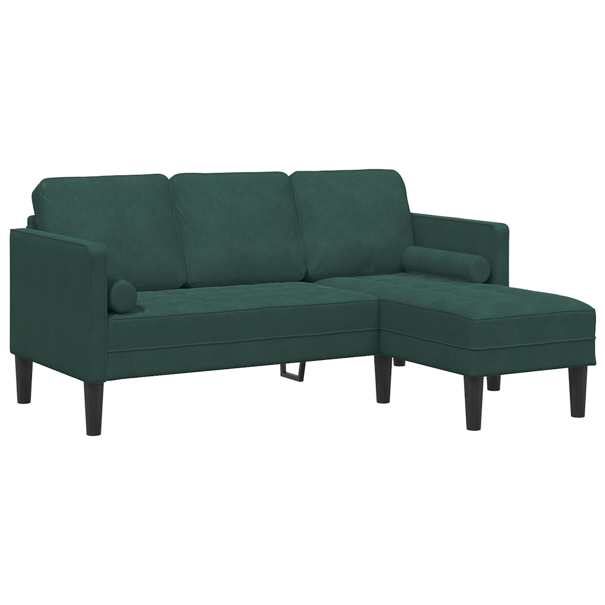 vidaXL Sofa 3-Sitzer mit Chaiselongue L-Form Dunkelgrün 160 cm Samt