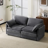 thumbnail of 2-Sitzer-Sofa 85x176x75 Modernes Design, bequeme Sitzfläche, Holzrahmen, Kord-Stoff, Wohnzimmer Couch, Grau