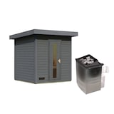 thumbnail of Karibu Saunahaus 38mm Melo 2 Ofen 9 kW integr. Strg terragrau