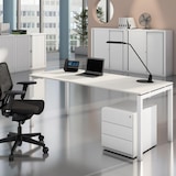 thumbnail of Bisley Cito Schreibtisch 220x80 cm, Tischplatte in Ahorn, U-Gestell in Silber - Bürotisch & Computertisch, PC Tisch für's Büro, Arbeitshöhe: 74 cm