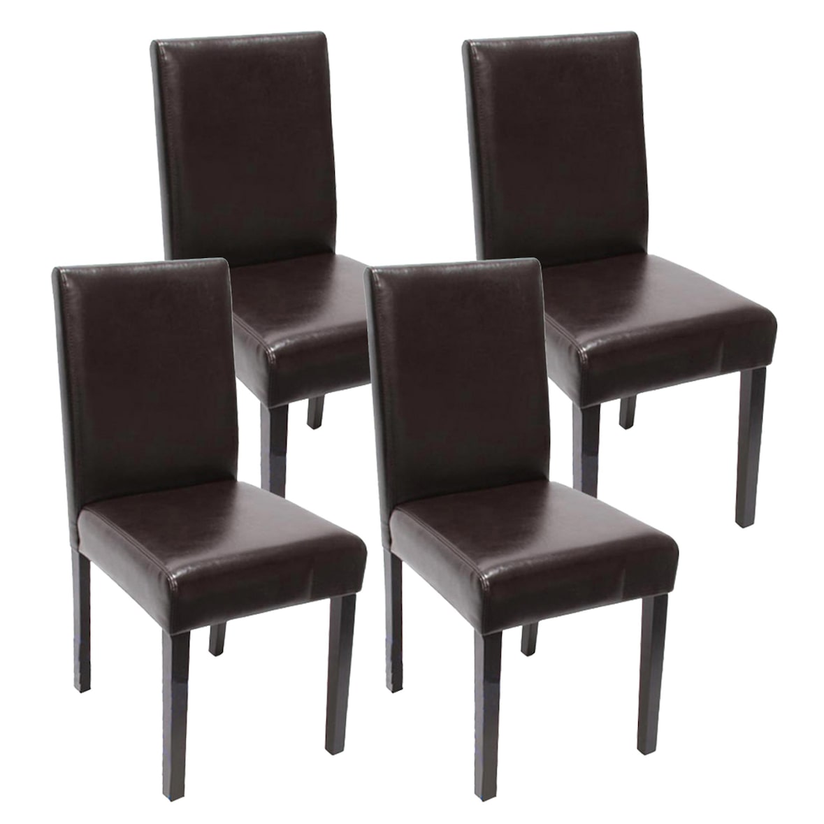 Set van 4 eetkamerstoelen Keukenstoel Littau ~ leer, bruine donkere poten