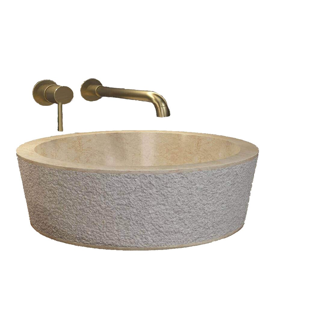 Lavabo Tondo Per Bagno In Marmo Naturale Color Crema