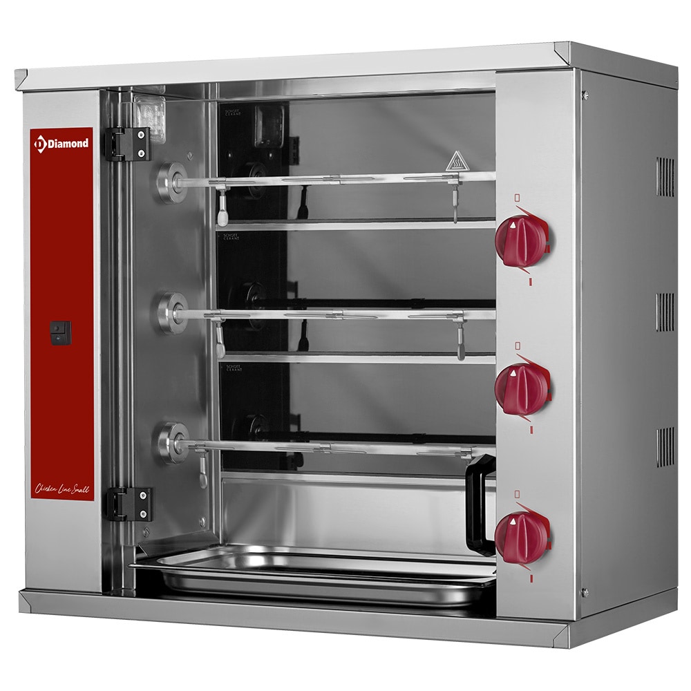 Elektro-Hähnchengrill 3-reihig für 9 Hähnchen - 6,6 kW
