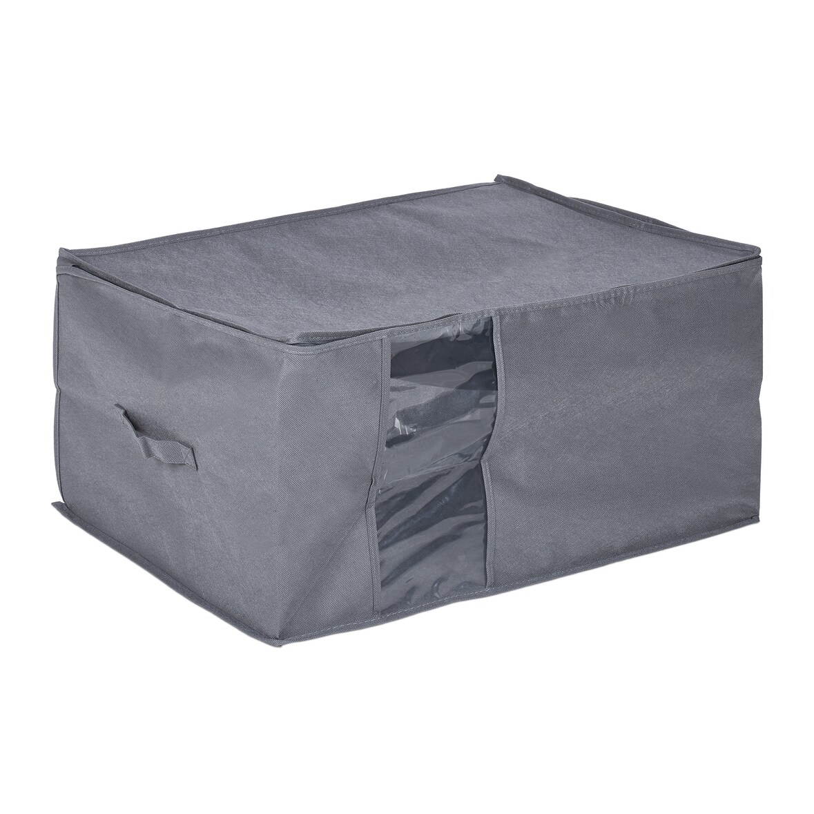 Relaxdays Aufbewahrungstasche, mit Reißverschluss, Bettzeug und Kleidung, Unterbettkommode, HBT: 30 x 60 x 45 cm, grau