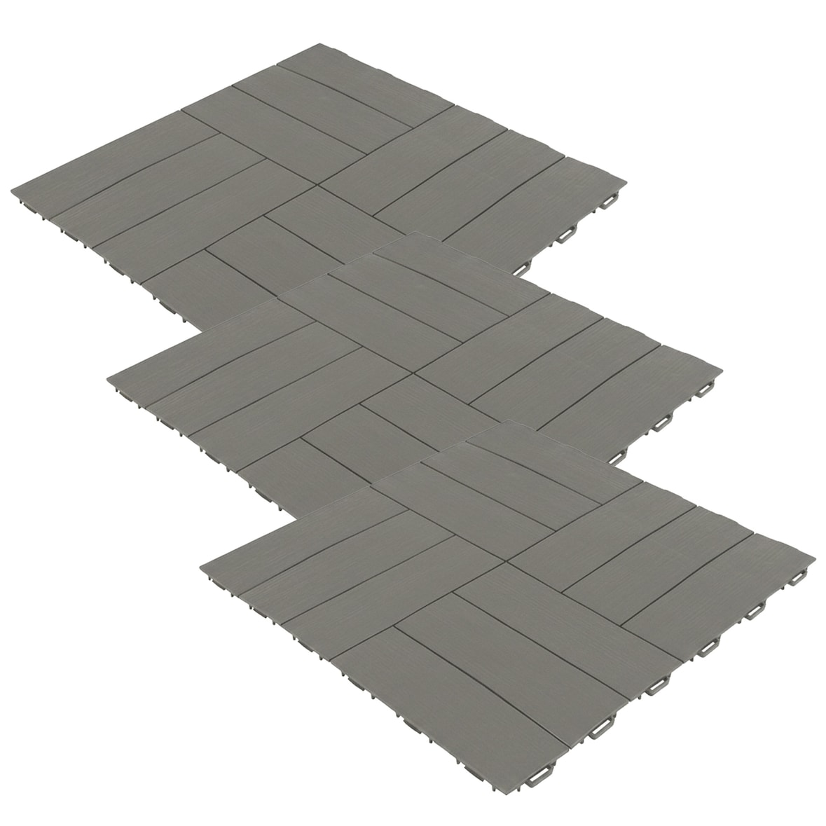 WellHome – Set van 3 Terrastegels 55,5x55,5 cm Kruiseffect Kleur Grijs Marte