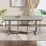 thumbnail of Esstisch 180x80x75  rechteckig Grau+Silber mit MDF Tischplatte und stabilen Metallbeinen, modernes Design für 6 bis 8 Personen