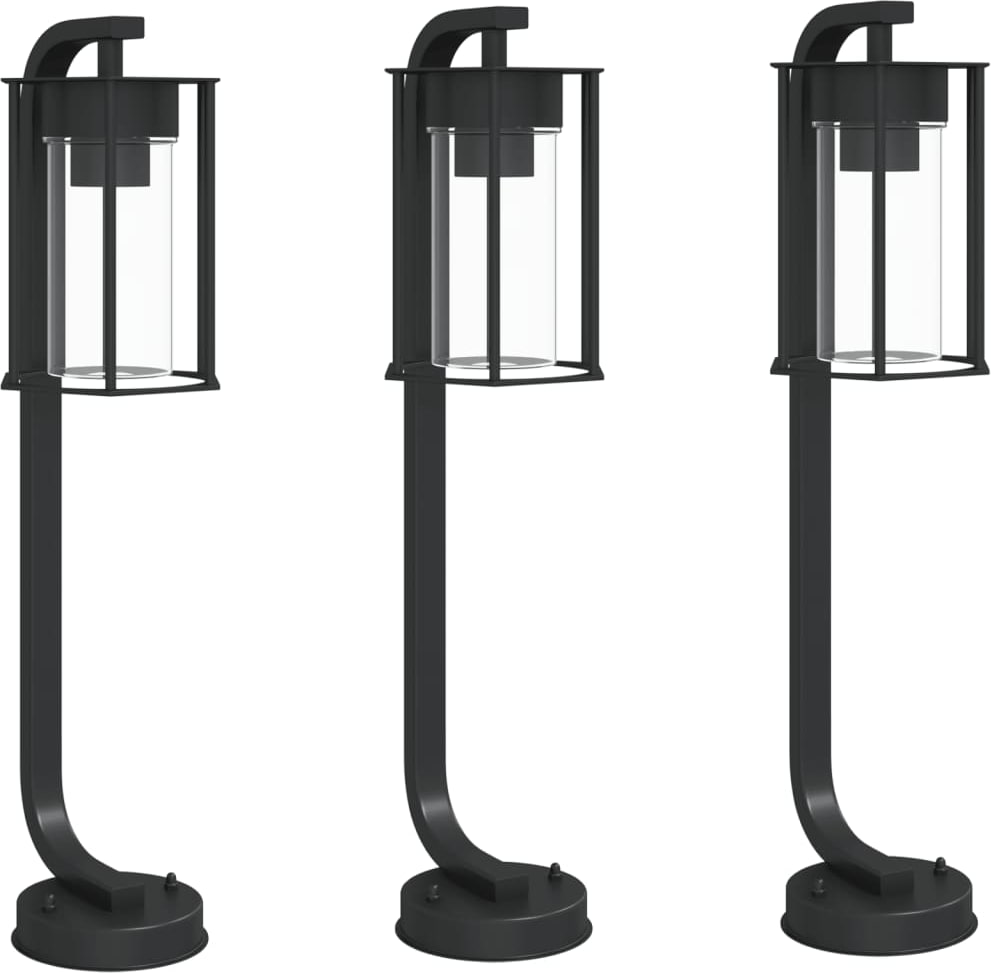 vidaXL Wegeleuchten 3 Stk. Schwarz 60 cm Edelstahl