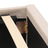 thumbnail of Polsterbett HWC-N59, Bett Doppelbett Bettgestell mit Lattenrost, Massivholz Stoff/Textil 180x200cm ~ creme-beige