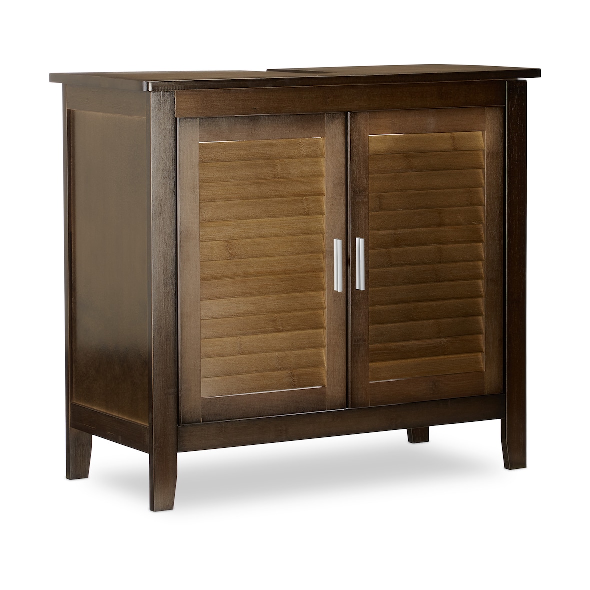 Relaxdays Waschbeckenunterschrank dunkelbraun LAMELL, Badschrank aus Bambus, Waschbeckenschrank, HBT: 60 x 67 x 30 cm