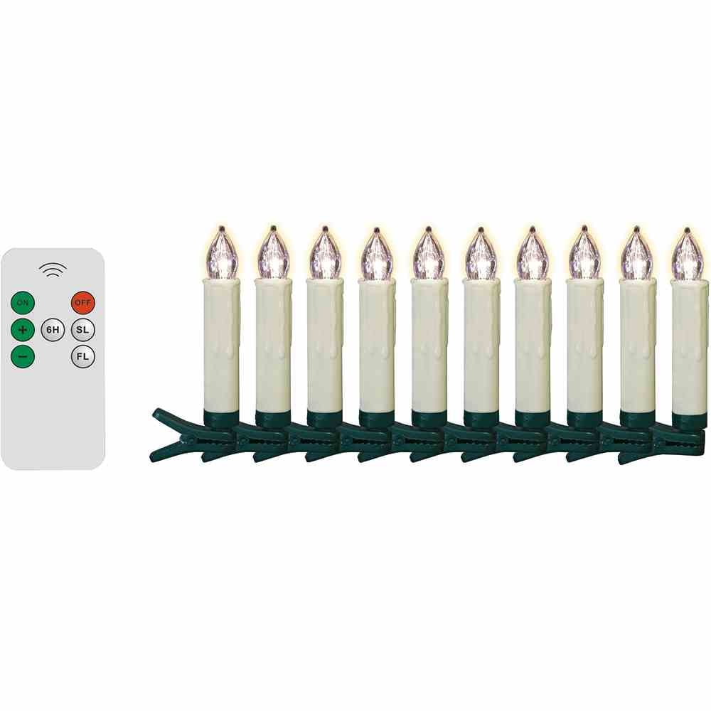 FHS Set für außen  LED kabelloses Christbaumkerzen-Set 10-teilig, 10 cm, außen