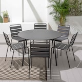 thumbnail of Ronde tuintafel en 6 stoelen in antraciet metaal