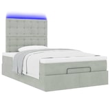 thumbnail of vidaXL Ottoman-Bett mit Matratzen & LEDs Hellgrau 120x200 cm Samt