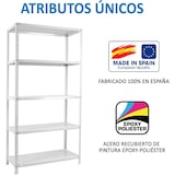 thumbnail of Estante metálica com parafusos Comfort 5 prateleiras. Cor branco 1800x900x300 mm