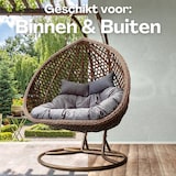 thumbnail of Rijoka Hangstoel Dubbel Eggy Rope Schommelstoel – Bruin Rattan - 2persoons - Donker Grijs kussen - Bruin Frame