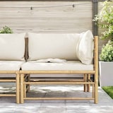 thumbnail of vidaXL Garten-Ecksofa mit Kissen Cremeweiß Bambus