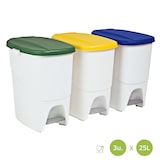 thumbnail of Cubos con pedal Pedalbin Ecológico 25 litros. (Lote de 3 unidades: amarillo, verde y azul)