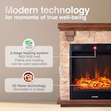 thumbnail of Chimenea eléctrica KAMINIO JUAN: chimenea eléctrica de pie con acabado de piedra, calefacción, efecto de llamas en 3D y mando a distancia - Beige