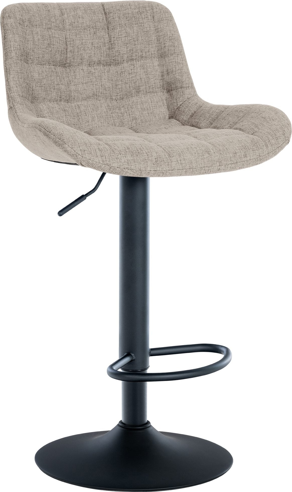 Décoshop26 - Barhocker x1 schwarzes Metallgestell taupefarbener Stoffsitz mit Ziernähten 10_0005448