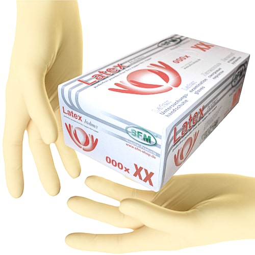 SFM ® BIOLIMES : S Latexhandschuhe puderfrei texturiert weiß (100)