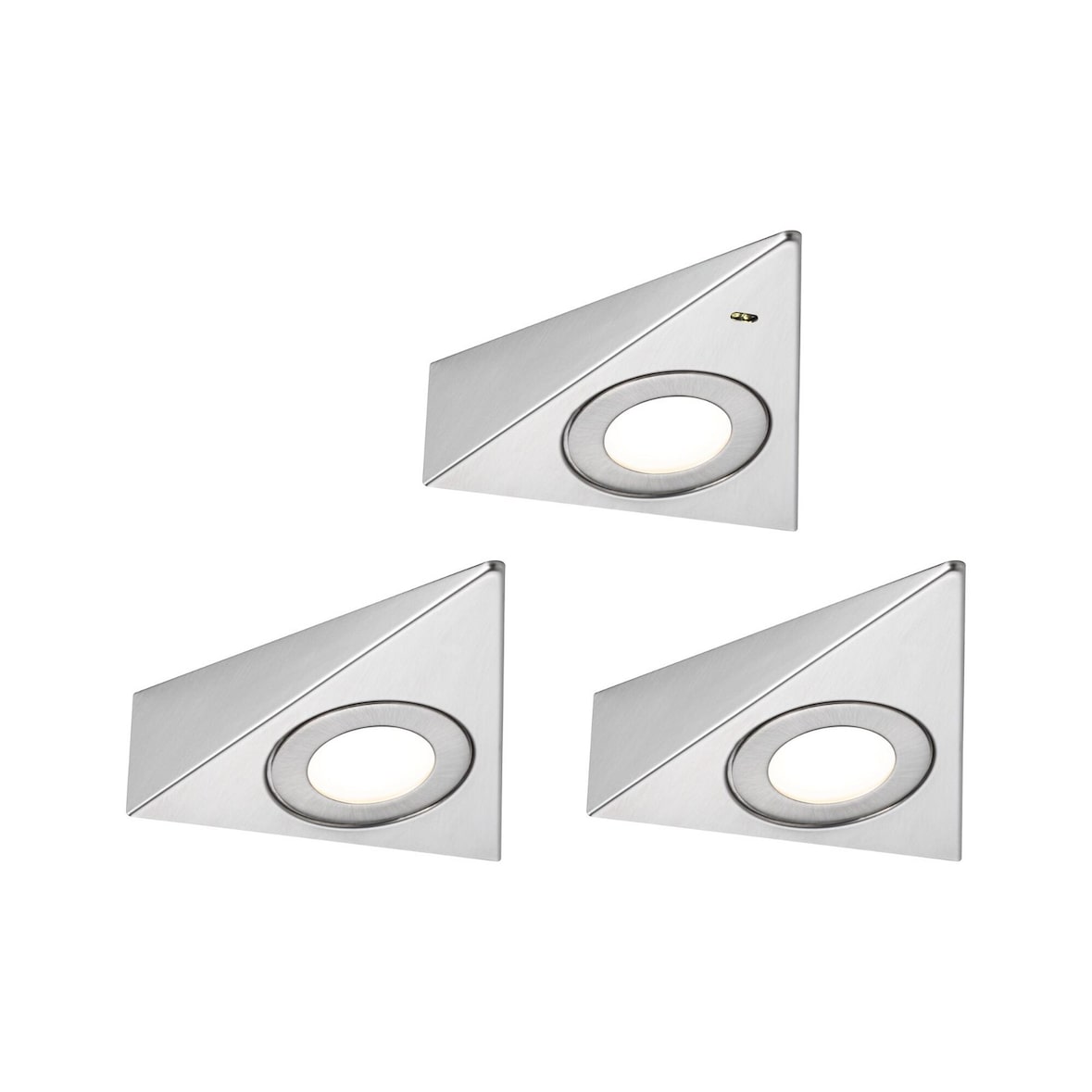 Paulmann Éclairage sous-meubles LED Trias Détecteur de proximité Kit de 3  3x2,7W 135x132mm 3x185lm 230/12V  Acier brossé 92125